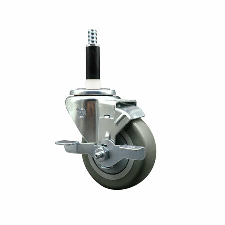 SERVICE CASTER 3.5'' SS Gray Poly Swivel 7/8'' Expanding Stem Caster with Brake SCC-SSEX20S3514-PPUB-TLB-78